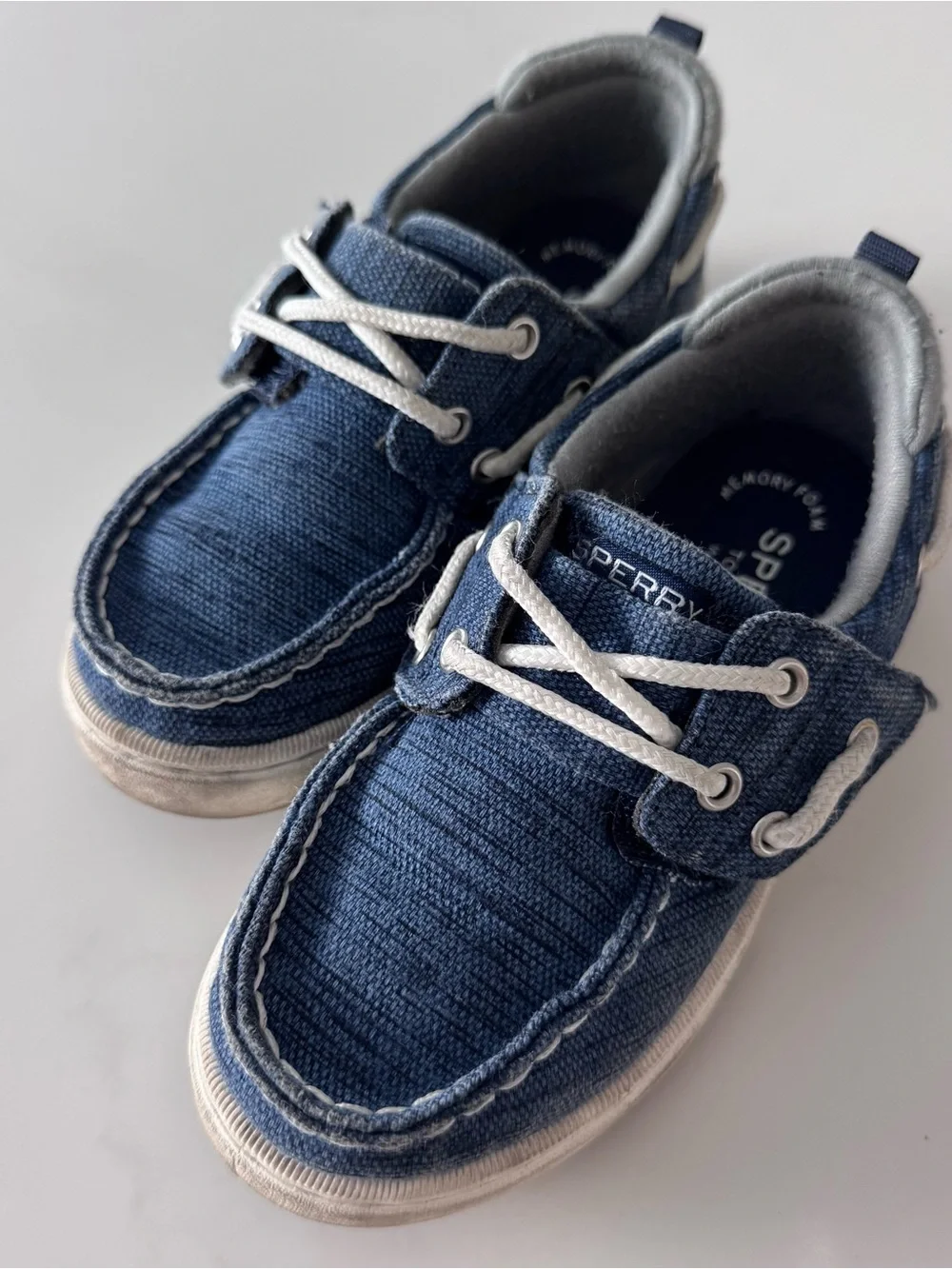 SPERRY Blue Denim Canvas Boat Shoes with Velcro